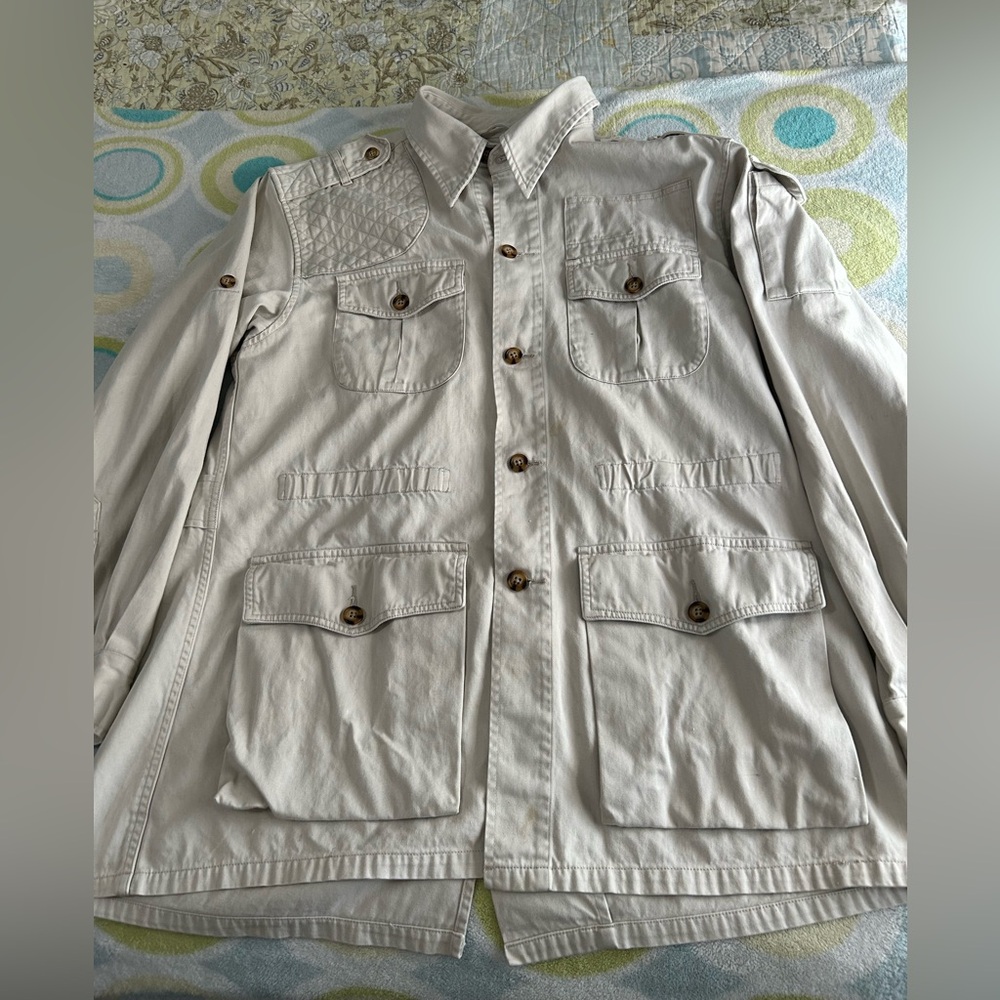 Sierra Trading Post Large Beige Utility Field  Jacket